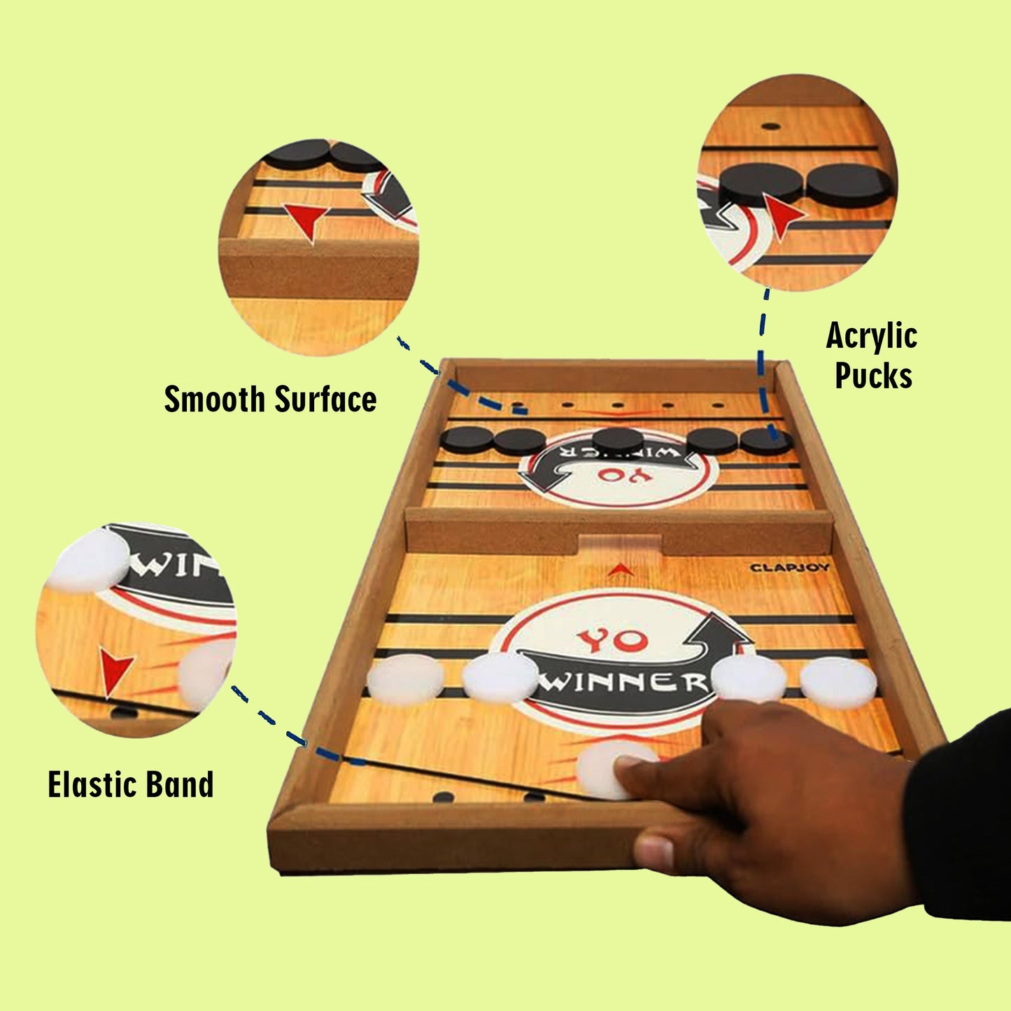 Wooden Fastest Finger & Fast Sling Puck Game, String Toy