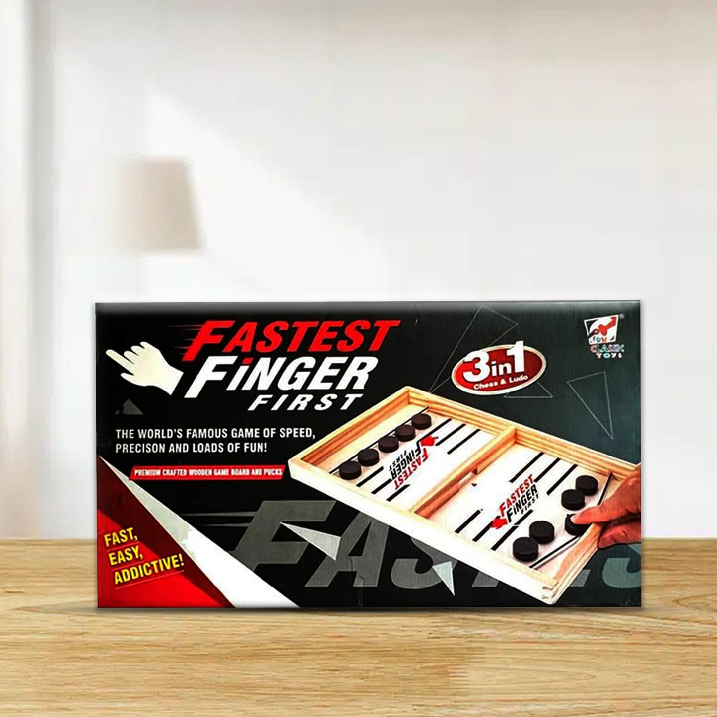 Wooden Fastest Finger & Fast Sling Puck Game, String Toy