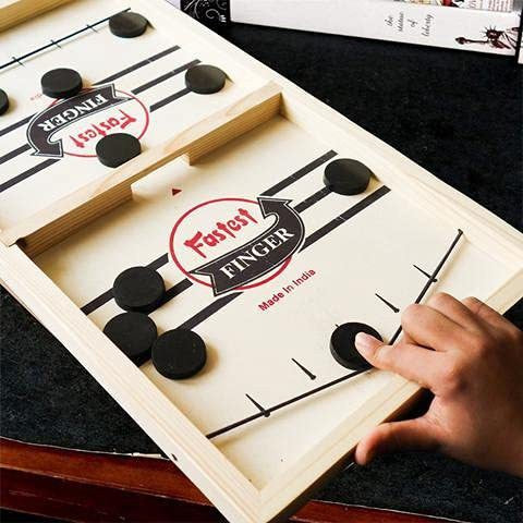 Wooden Fastest Finger & Fast Sling Puck Game, String Toy