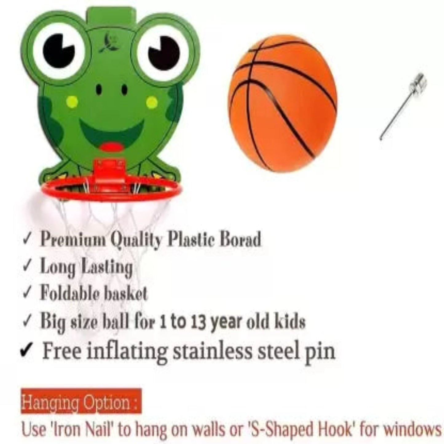 Sarvda Frog Basketball Portable Set with Hanging Board Ball net
