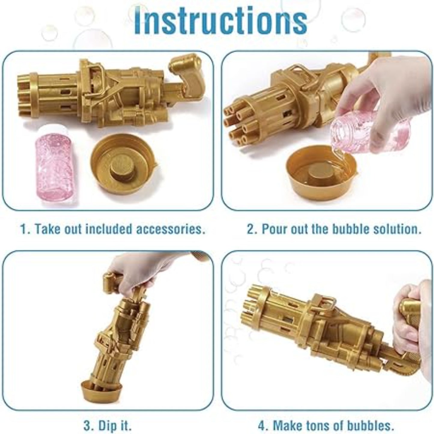 Min Qty:4 | Mini Gatling Electric Bubble Gun (Fun Games For Kids)