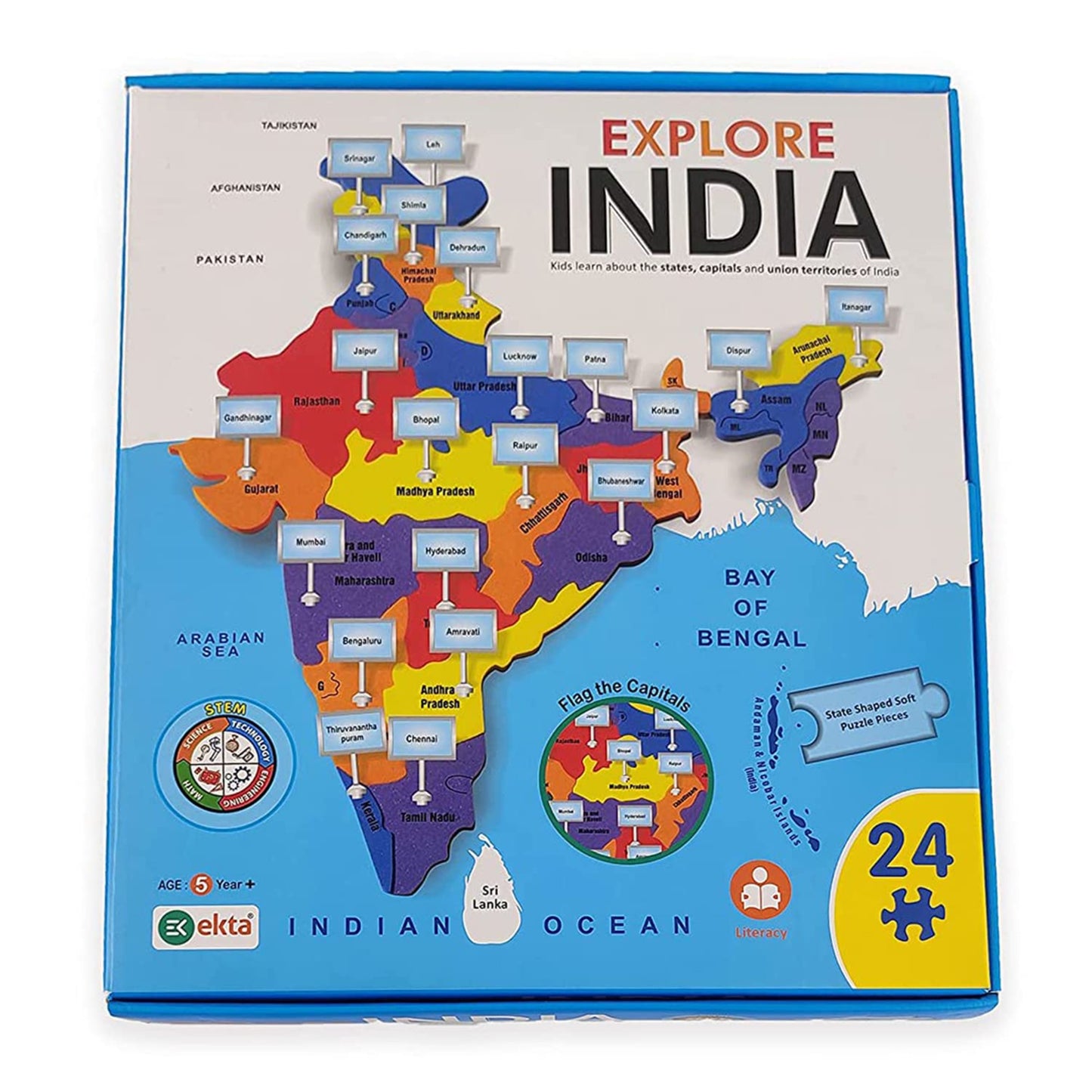Explore India Map Puzzle | India Map with State Capitals