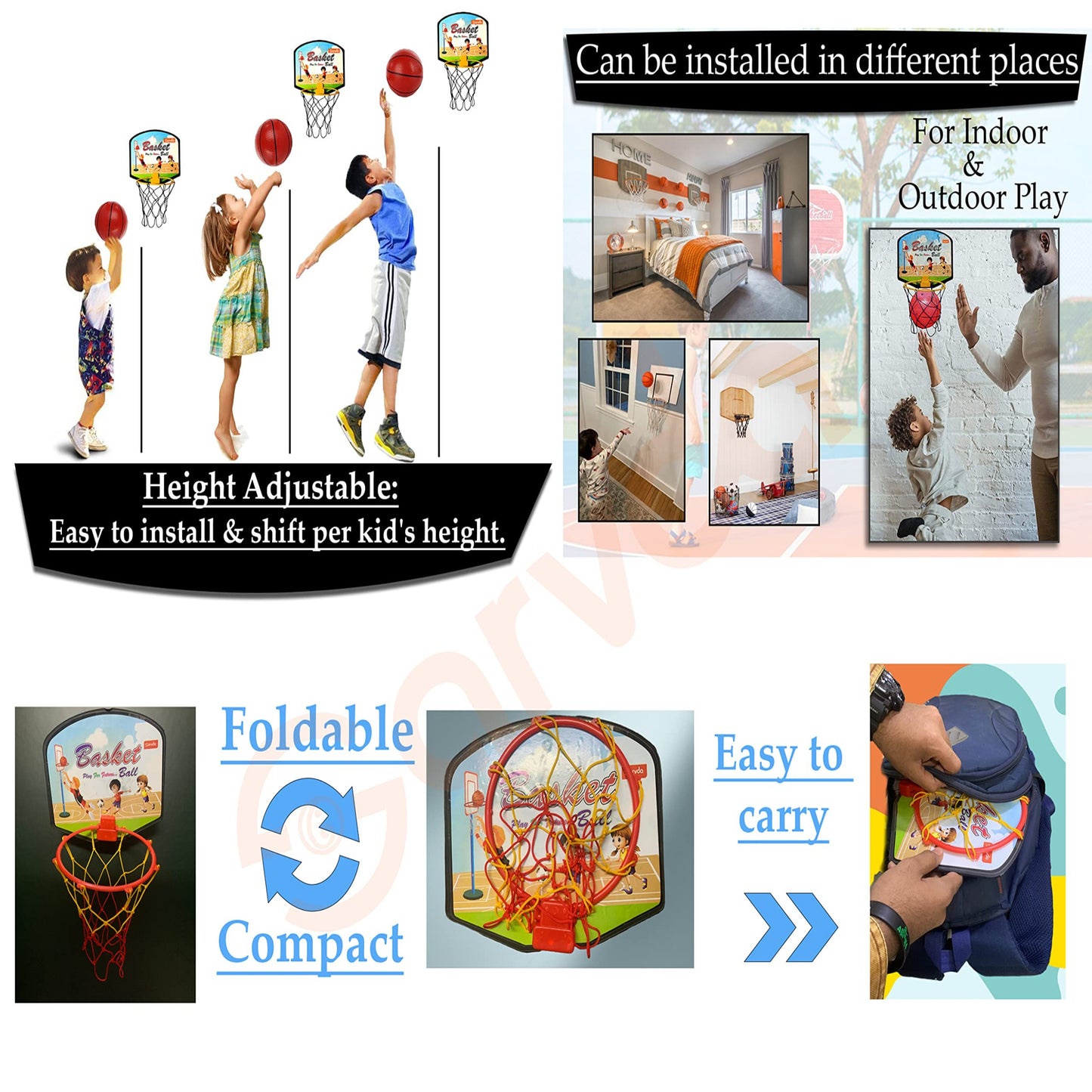 Sarvda Basket Ball for Kids with basketball board ring net