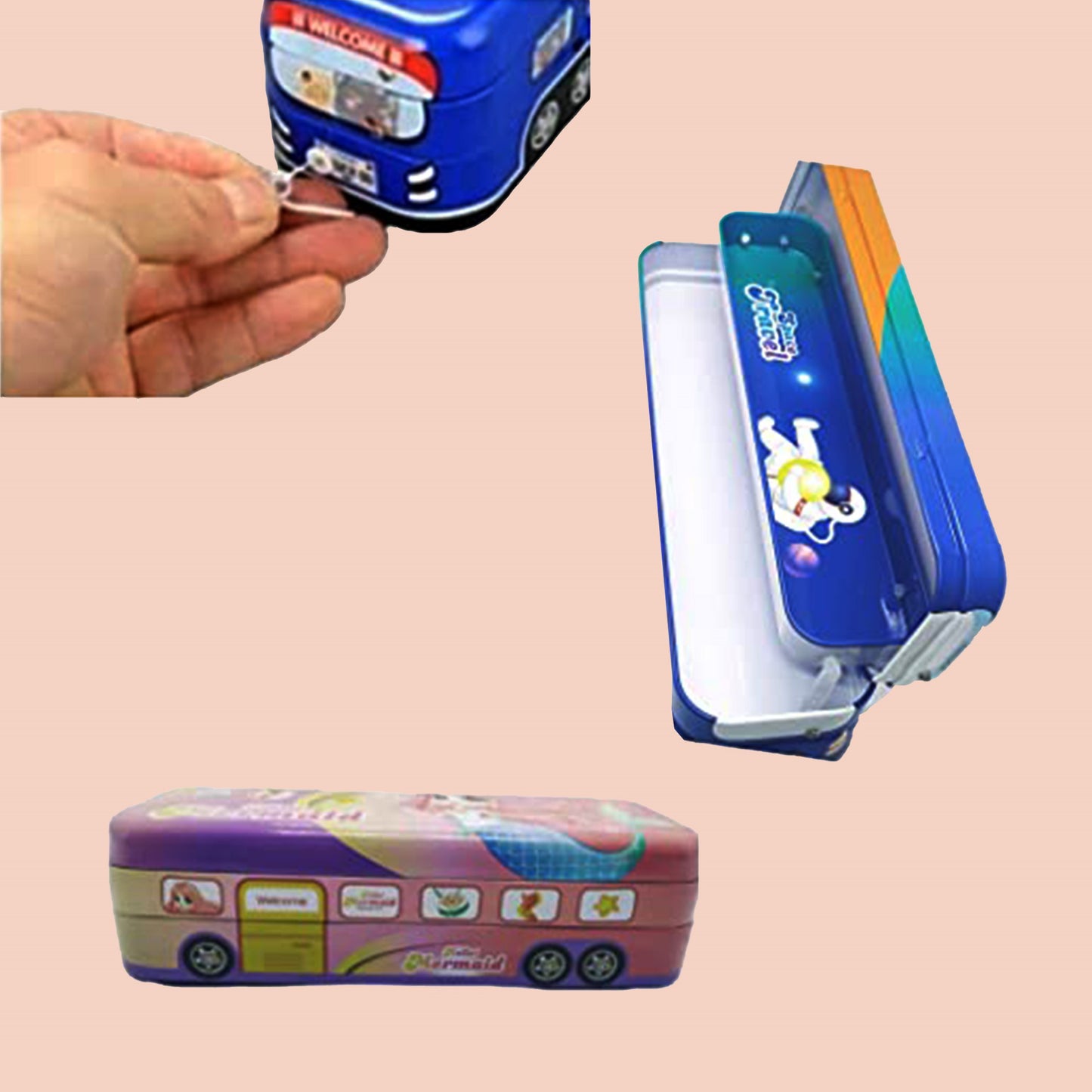 Theme based Bus Pencil Box, Metal Pencil Box