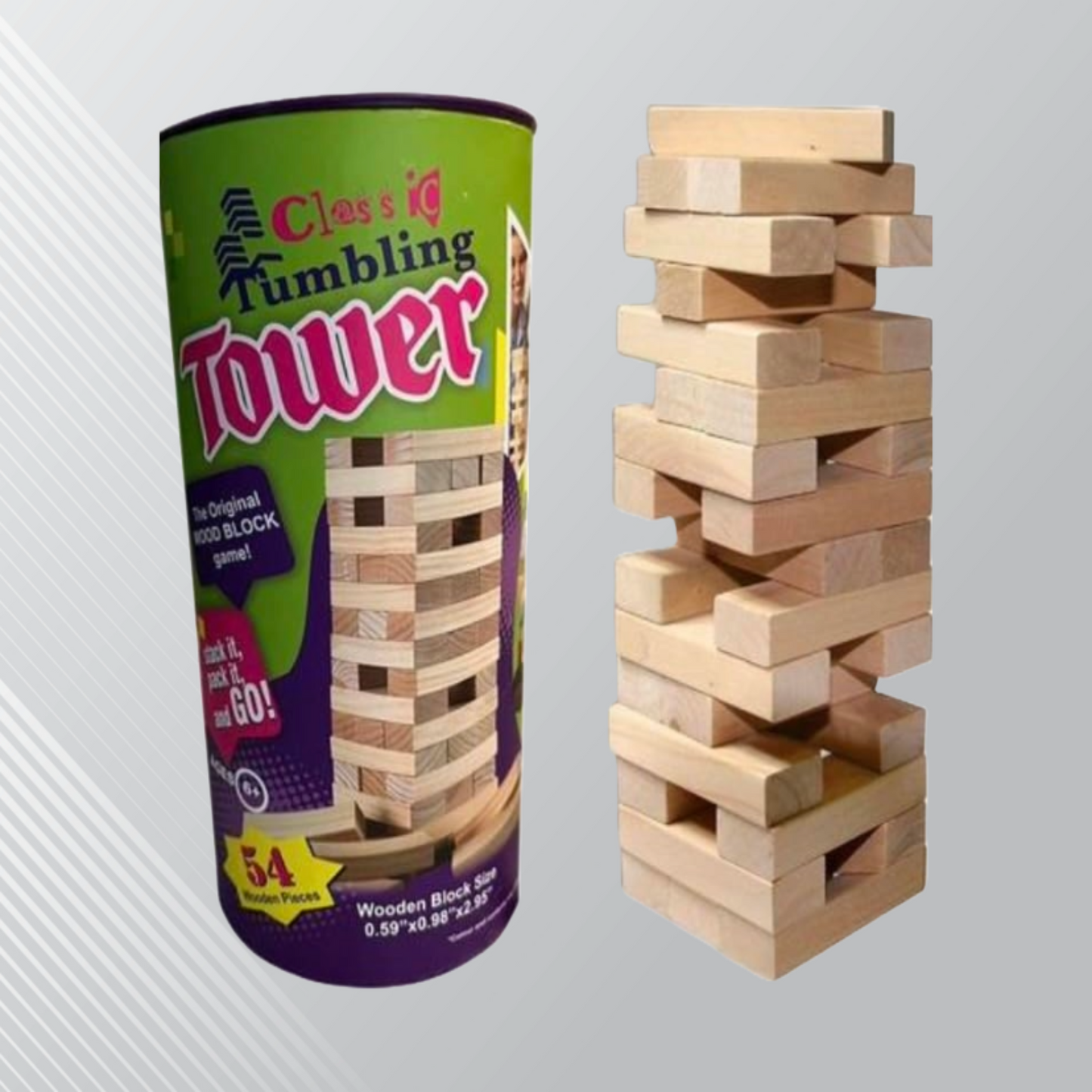 DC Tower Round Tumbling Box Classic Wooden Games