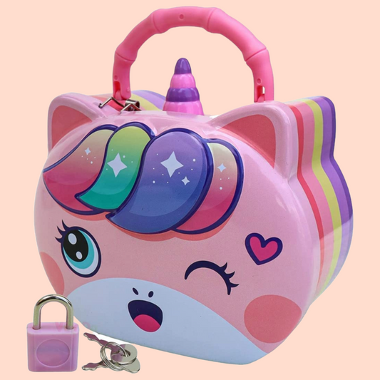 Min Qty:2 | Piggy Bank Coin Box with Lock and Keys