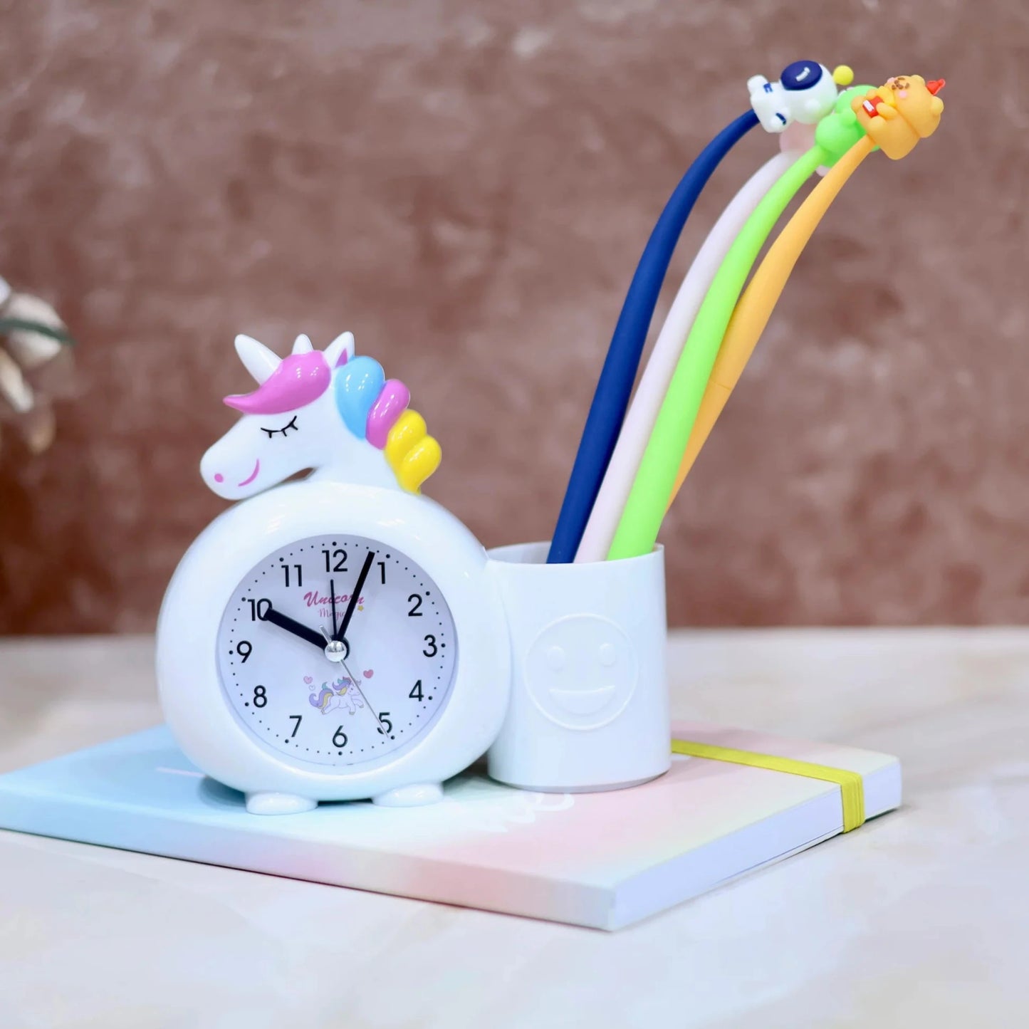 Min Qty:2 | Unicorn Alarm Clock with Pen Stand