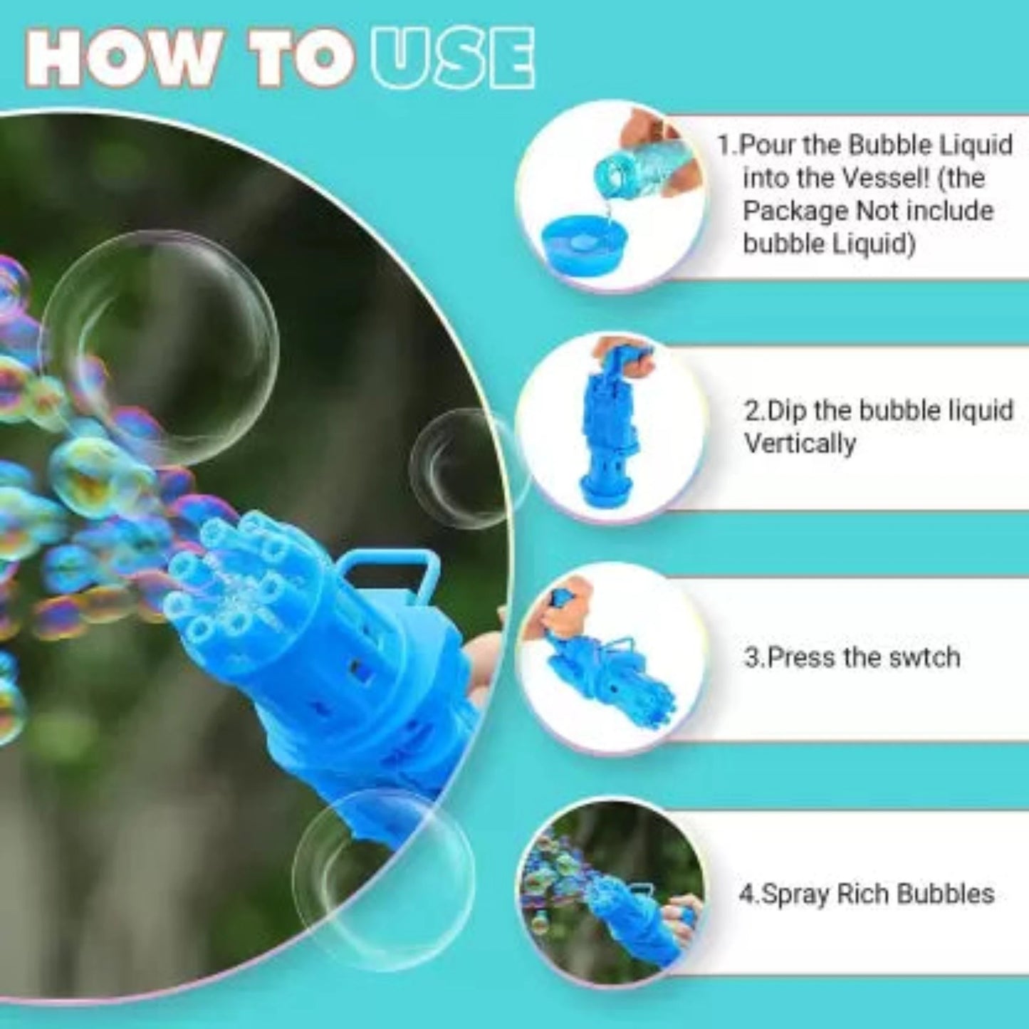 Min Qty:4 | Mini Gatling Electric Bubble Gun (Fun Games For Kids)